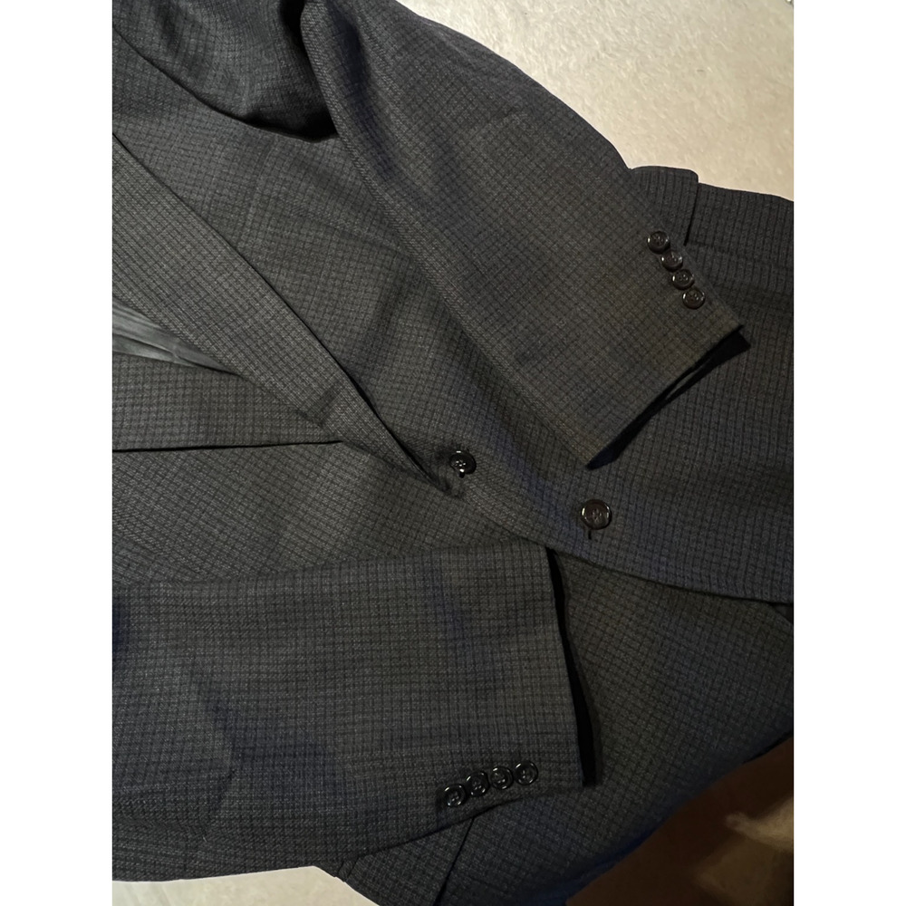Vtg Haggar Collection 42R Blue Black Micro-Check Plaid Blazer Sport Coat Jacket - Picture 7 of 14